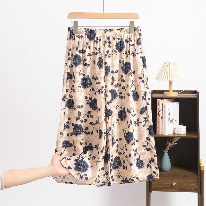 Stylish Cotton Silk Plus Size High Waist Cropped Skirt Pants - Lightweight, Versatile, and Perfect for Summer.