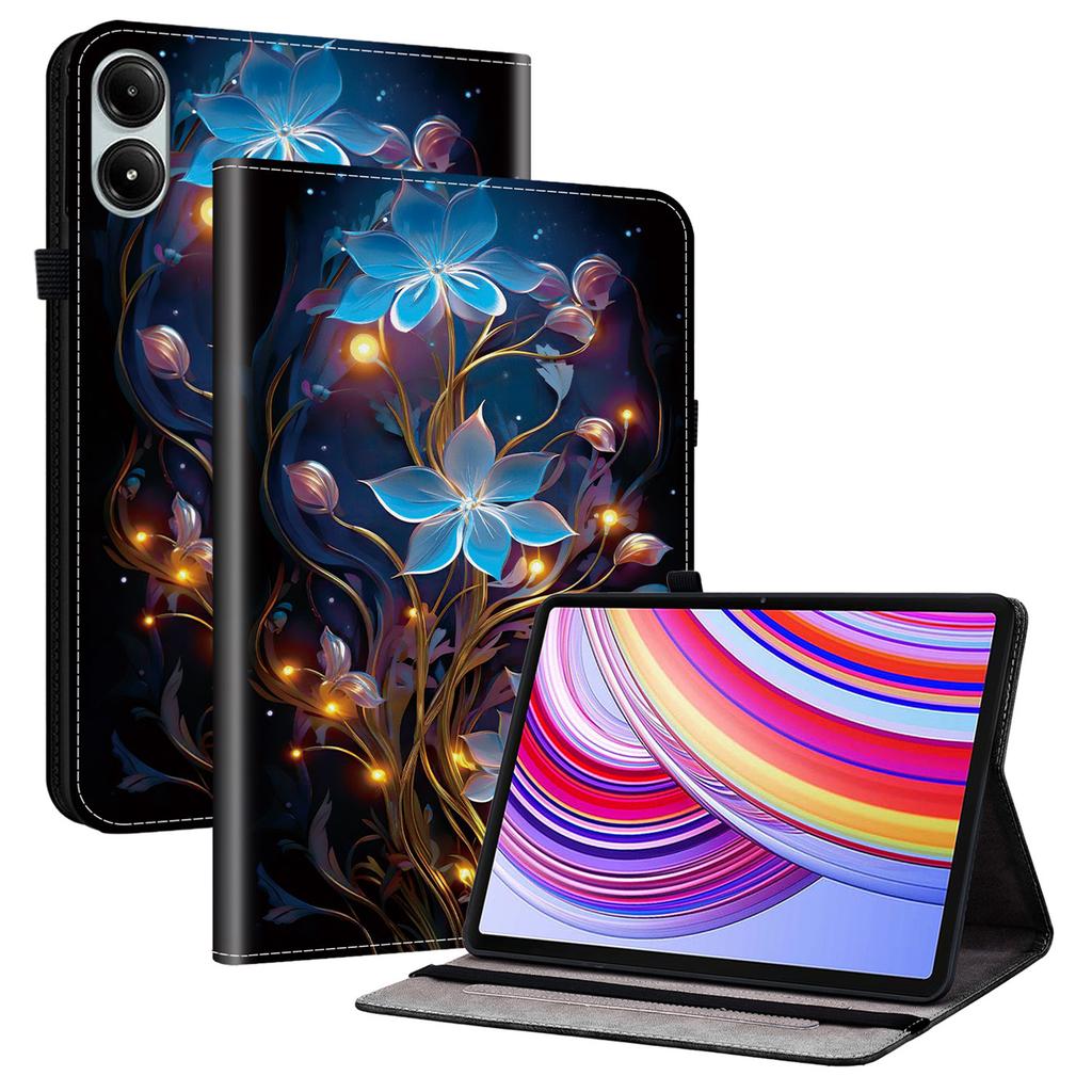 Lederhülle für Xiaomi Redmi Pad Pro 5G/Redmi Pad Pro/Poco Pad 5G/4G, bedruckt mit Muster, Ständer, Tablet-Hülle mit Kartenfächern