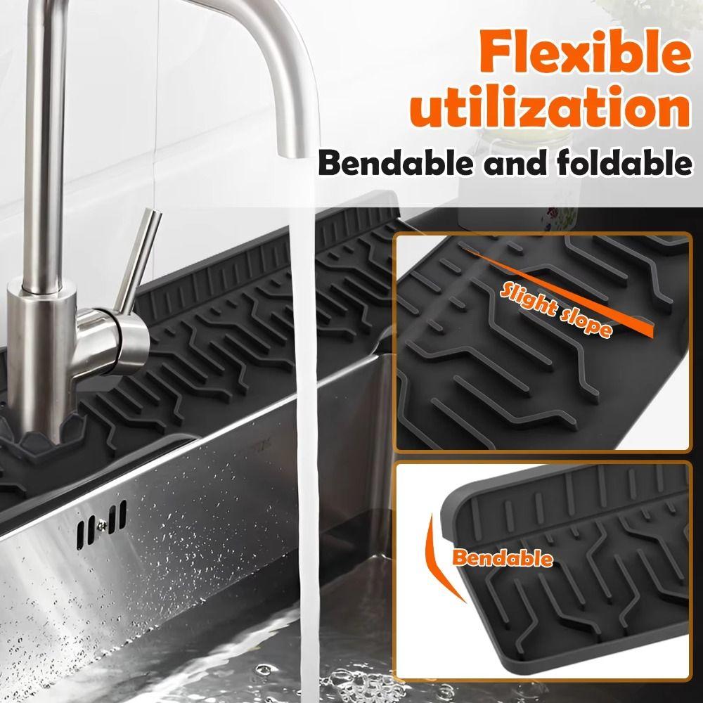 Anti-splash Sink Splashing Guard Silicone Drain Tray Mat Kitchen Faucet Splash Guards Kitchen