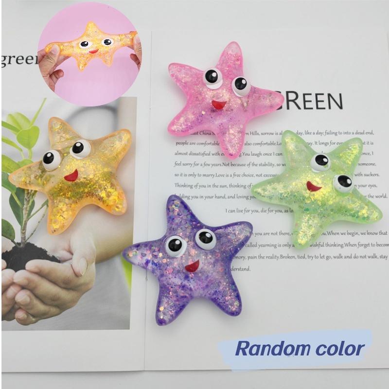 Niedlicher Stern Malzzucker Squeeze Ball Spielzeug Stressabbau Seestern Augen Dekompression Fünfzackiger Stern Plastik)