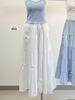 White Bow High-Waist A-Line Skirt - Slimming Mid-Length Drape