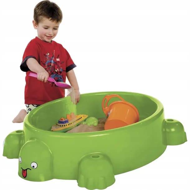 Plastic sandpit, lockable Tortoise