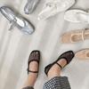 Melting Brown Women Square Toe Sheer Mesh Mary Jane Flats 4 Colors