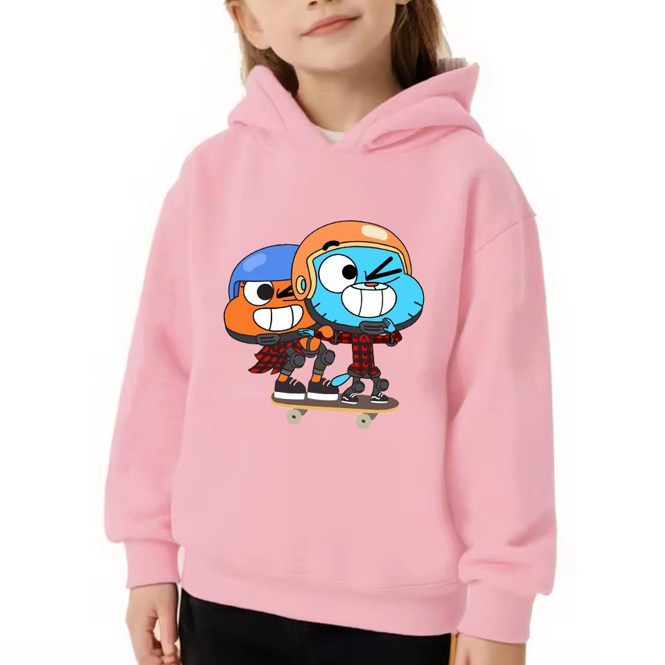 The Amazing World of Gumball Hoodie Children Anime Fashion Pullover Baby Girl Cartoon Boys Autumn Hooded Sweatshirt Kids Clothes