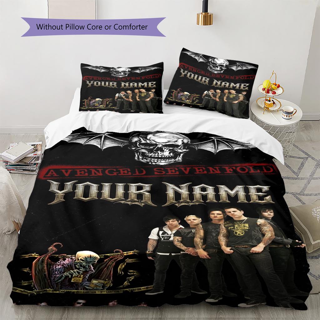 Name Custom Avenged sevenfold Pattern Bedding Set Quilt Cover Pillowcase Home Decor Gift (1 * duvet cover + 2 * pillowcase, without core)