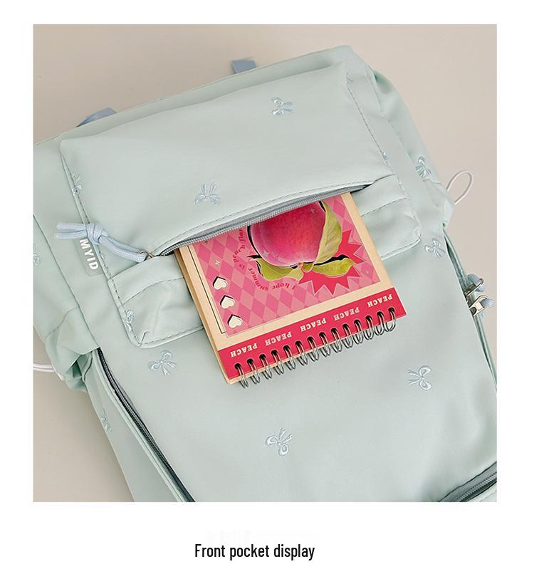 Girls' Versatile Shoulder Bag: Cute Embroidered Bow Backpack for Students and Travel