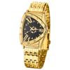 Men's Waterproof Rain-Resistant Quartz Watch Gold Case Gold Strap Black Dial Triangular Dial Adjustable Gift for Valentine's Day Christmas