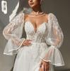 Off Shoulder Puff Tulle Sleeves Detachable Floral Lace Wedding Sleeves Removable Bridal Arm Cover For Strapless Mermaid Wedding Gown Photoshoot