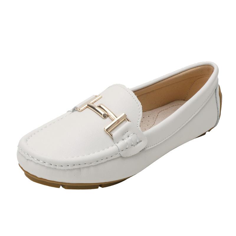 Men Women Summer Flat Shoes Breathable Luxury Flat Designer Metal Buckle Genuine Leather Woman Work Flats Cowhide Mocasines Mujer Oxford
