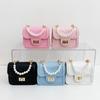 Pure Button Pearl Colour Handheld Kid Trendy Stitching Shoulder Small Bag Square