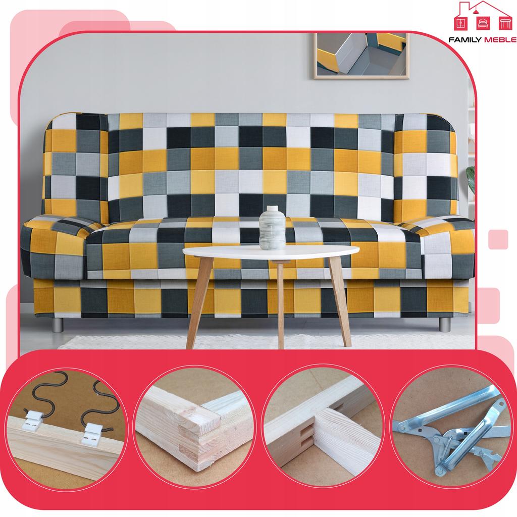 Kanapa sofa Sara Print rozkładana wersalka spania bonell łóżko Family meble 