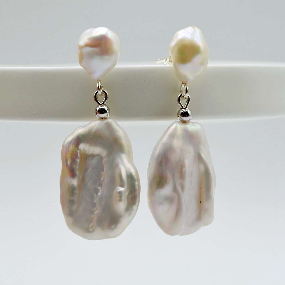 

Подлинные женские серьги в стиле барокко с подвеской из натурального белого пресноводного жемчуга ручной работы, модные ювелирные изделия, бесплатная доставка WHITE