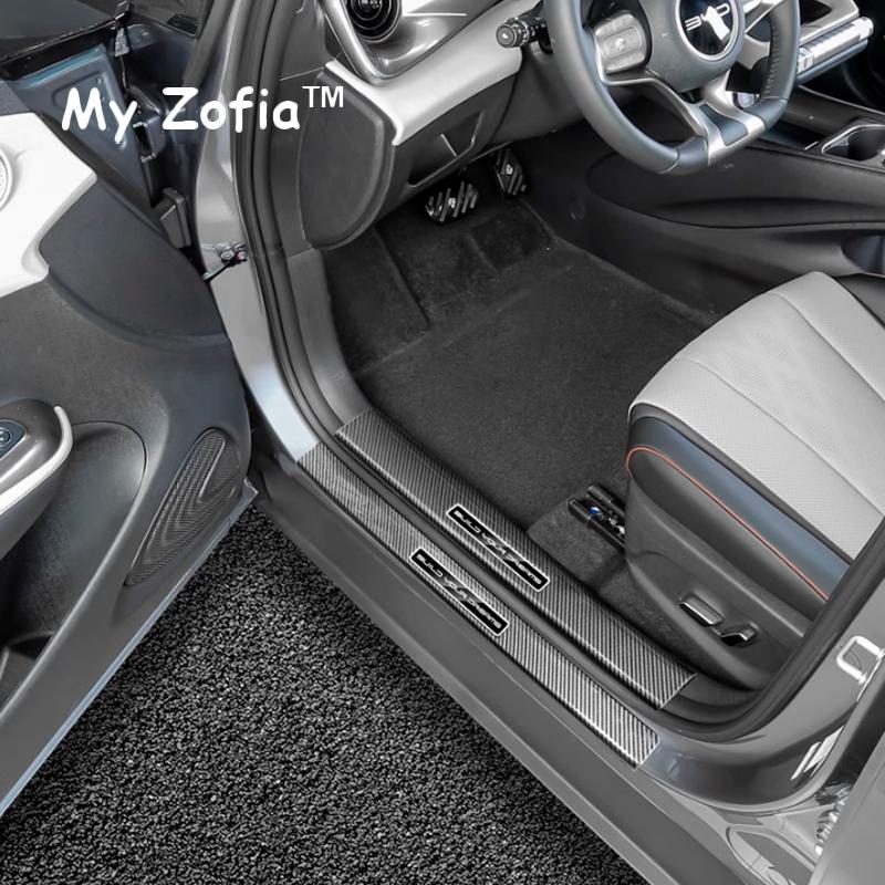 For BYD Dolphin 2023 2024 2025 Car Door Sill Scuff Cover ABS Carbon Fiber Pattern Threshold Strip Protective Sticker Accessories