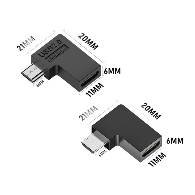 USB C Female To USB Male 90 Degree Angled Adapter Fast Charging 2A Fast Speed Data Transfer 480Mbps Small Design
