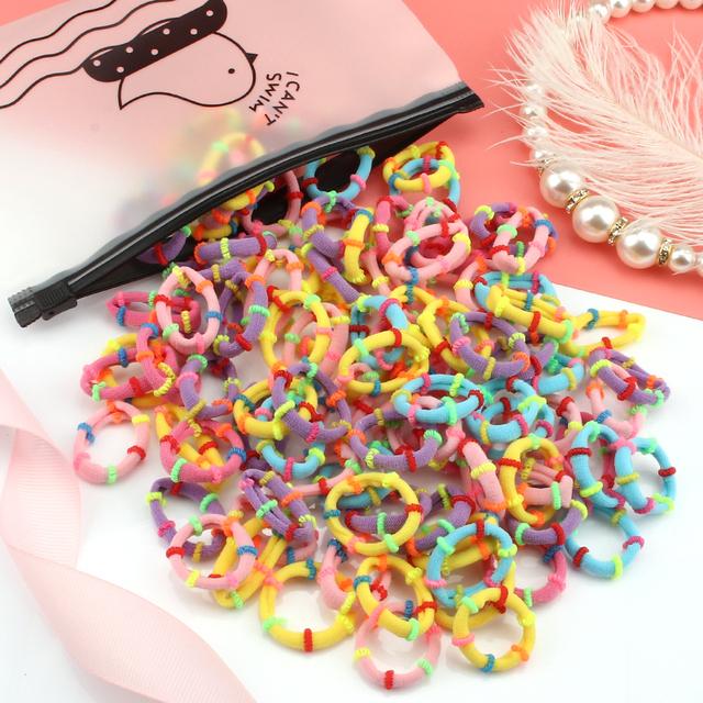 

50/100 шт. Эластичные резинки для волос для девочек, разноцветные нейлоновые резинки, повязка на голову, детские держатели для хвостиков, скранчи, детские аксессуары для волос 100pcs