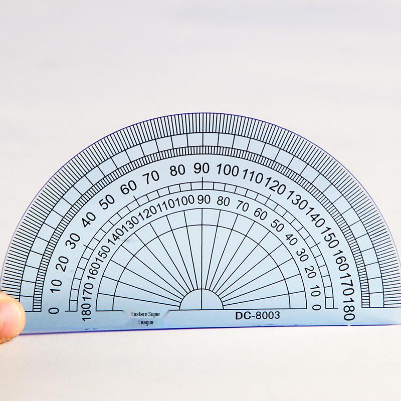 Transparent Semi-Circular Protractor & 10cm Ruler Combo for Students - Dual Angle Measuring Stationery