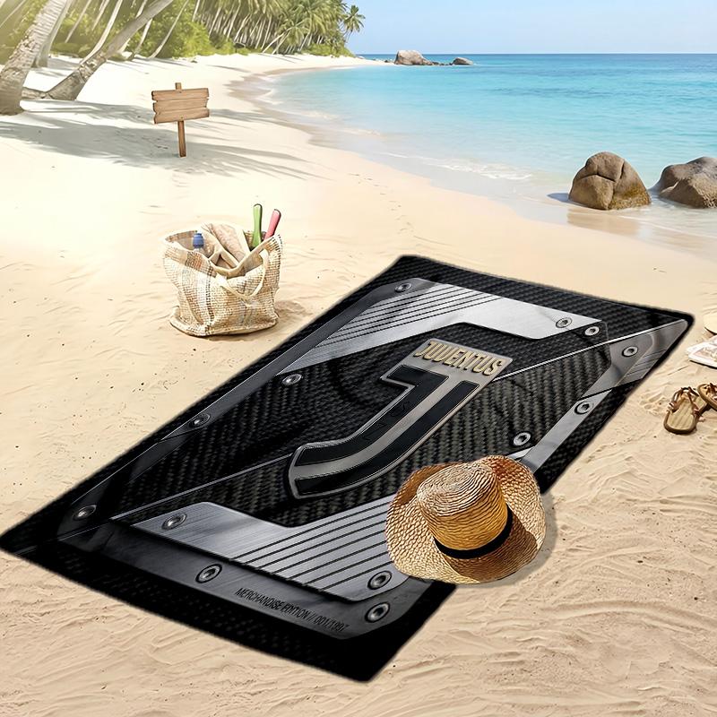 Asciugamano da Spiaggia Stampato Juventus FC Asciugamano Morbido ad Asciugatura Rapida Coperta da Spiaggia Rettangolare Grande Portatile per Viaggi Piscina