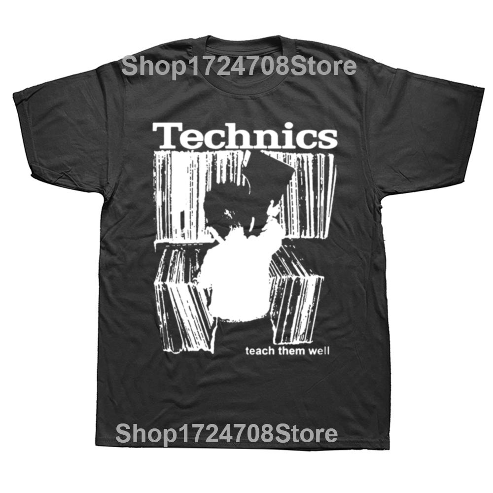 Lustiges Technics T-Shirt Kind Lehre sie gut DJ Musik Grafik Herrenmode Lässiges T-Shirt 100% Baumwolle Locker Übertrieben Großes T-Shirt 2XL