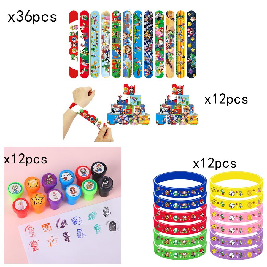 Brother Mario Party Favors Gifts Stamps Slap Bracelet Stickers Christmas Stocking Fillers Birthday Souvenirs Decoration Supplies
