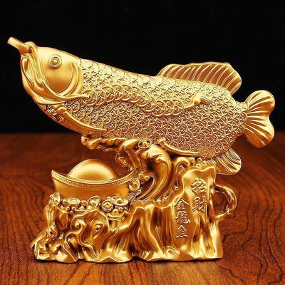 Feng Shui Reichtum Arowana Fisch Figur Robuste Dekoration Goldener Drachenfisch, Glücksstatue für