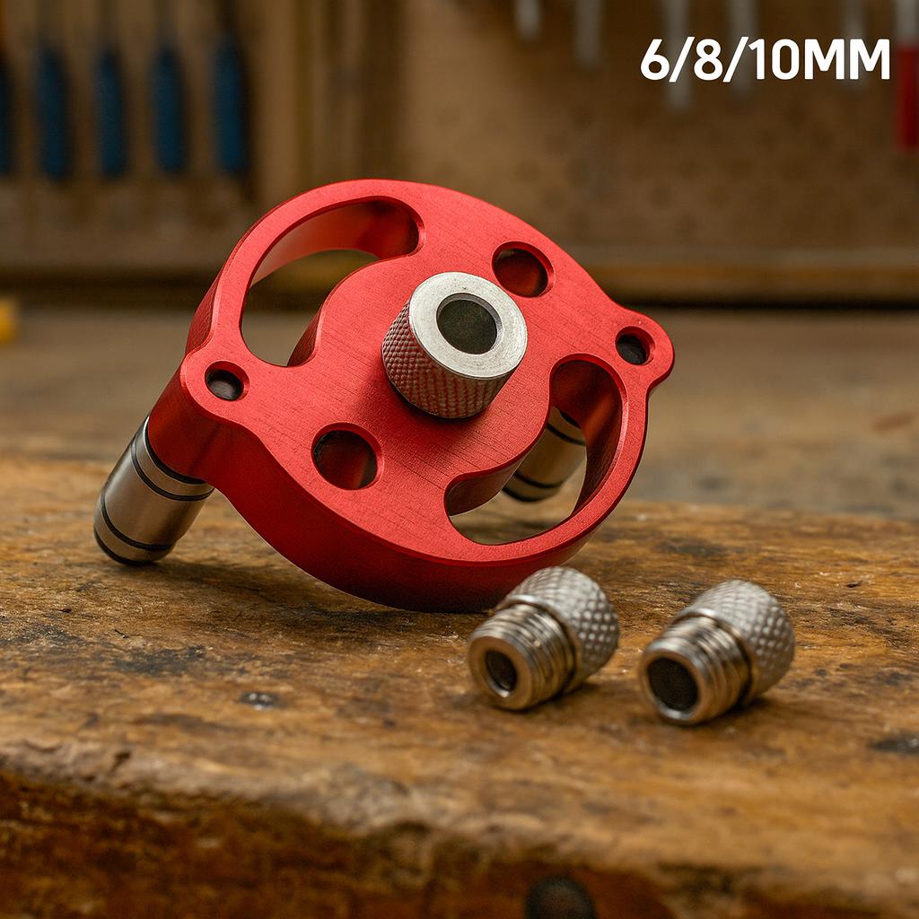 Self Center Dowel Jig, Adjustable Drill Guide for Straight Holes, Woodworking Joint Locator Tool for DIY Furniture Assembly