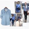 Versatile Slim Long Sleeve Denim Shirt for Women's Daily Wear