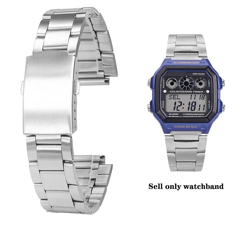 

Для Casio W-212HD W-218H W-218HD-1A SGW-300H/400 Серии Аксессуары для ремешка 18 мм Ремешок для часов Складная застежка Браслет Ремешки для часов 18mm серебряный