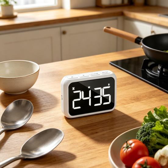 Kitchen Timer with Magnetic Easy Operation Timer Digital Large LED Display Clear Timing Counter for Cooking Baking Fitness