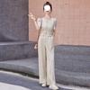 Xiaoxiangfeng Fashion Suit for Women, Summer Temperament, Street Casual, Age-reducing, Western-style Wide-leg Pants Two-piece Set