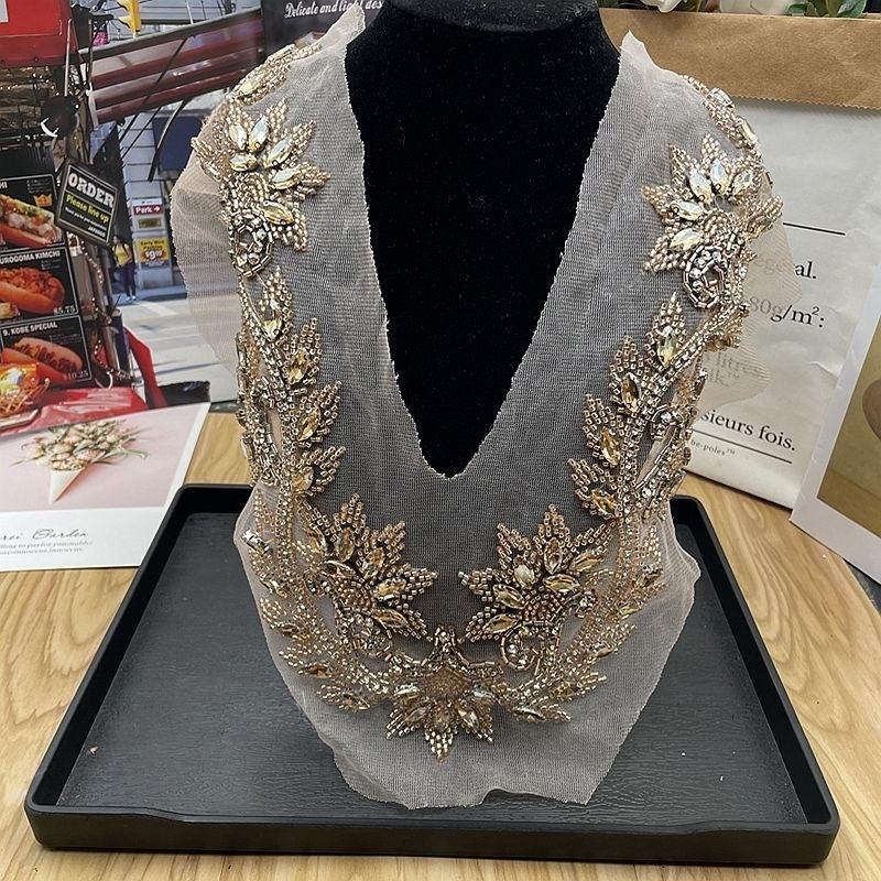 Beaded Lace Embroidery Collar Applique Patches DIY Collar Trim Dress Clothing Decorative Accessorie Material Sew On Patches