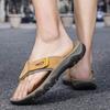 Fashion Non-Slip Sole Lightweight Walking Slippers 2025 New All-match Flats Men's Leather Flip Flops Soft Comfortable Beach Sandals