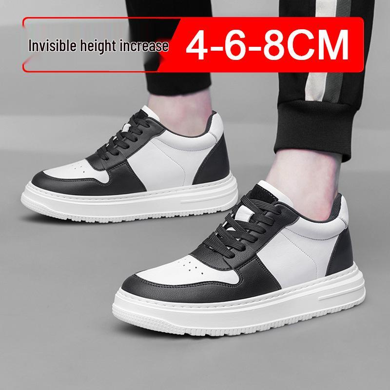 Men's 8cm Invisible Height Increasing Shoes - Breathable White Outdoor Sports & Casual Sneakers