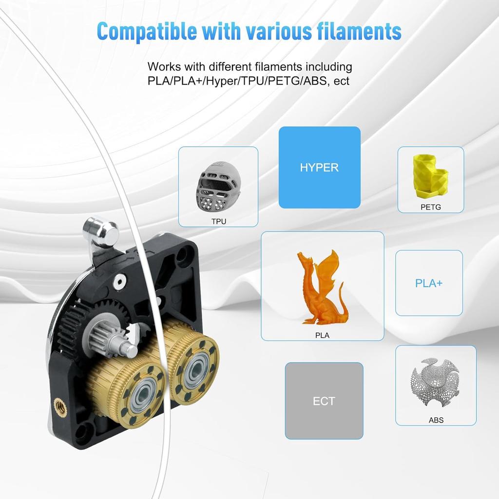 Gold K2 Extruder Gear (2 pcs) K2 Plus Extruder xirbbo Upgrade Gears Kit All Metal Filament Drive Extruder Gear for K2 Plus 3D Printer Accessories