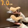 2026 Nouvelle Collection Printemps Talons Épais Fourrure Synthétique Mules Pantoufles Confortables Chaussures Chaudes Pour Femmes Extérieur Élégant À Enfiler Mocassins Carrés