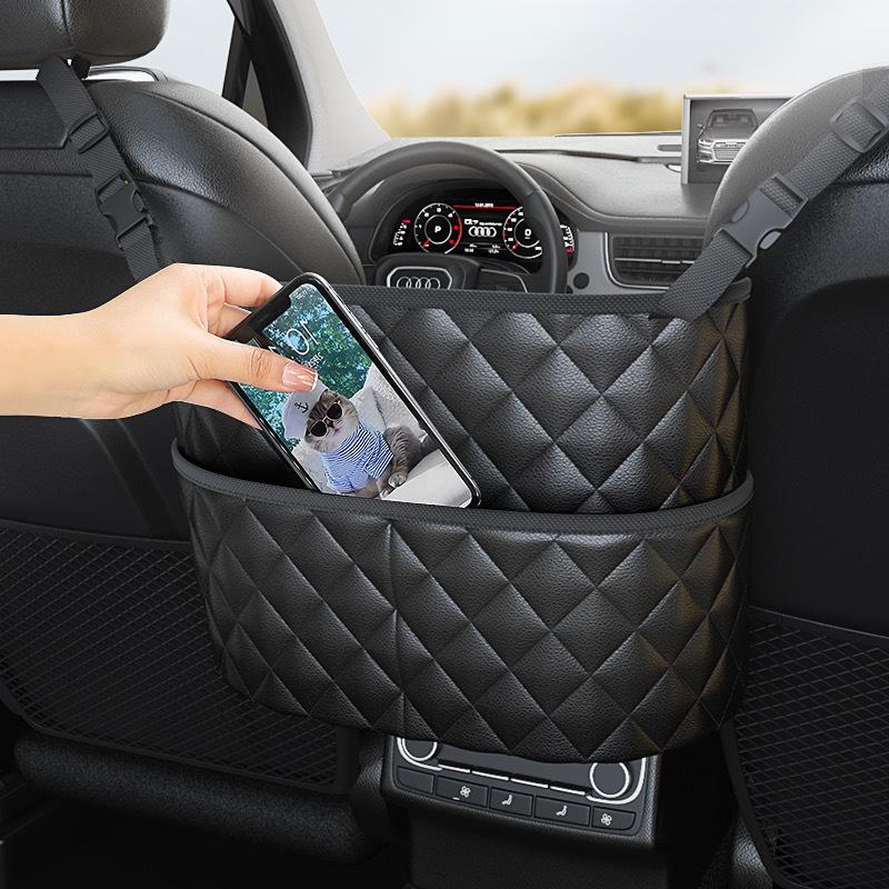 Diamond Pattern Car Seat Storage Net: Multi-Function Hanging Pocket Bag