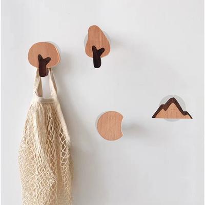 1pcs Tree Wooden Hooks Cute Room Decor Hook Wall Keychain Coat Hook Home Decoration Solid Wood Hook Hanger Kitchen Accessories