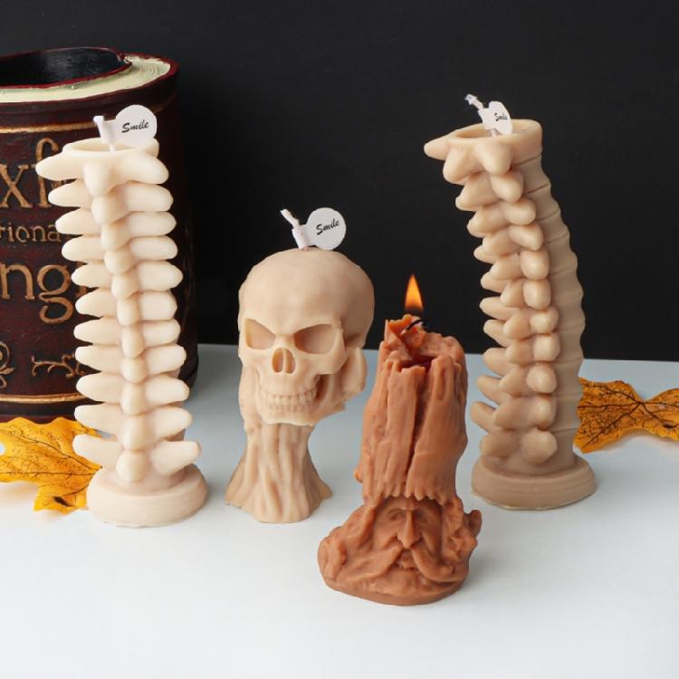 Halloween Skull Candle Silicone Mold Table Ornament Mould DIY Plasters Mold