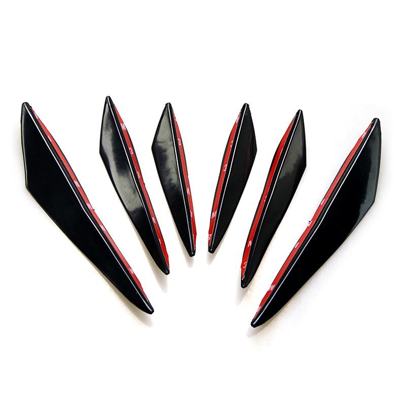 6PCS/Set Carbon Fiber Pattern Universal Front Bumper Spoiler Modified Bumper Air Knife Lip Decorative Strip Car Tuning