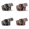 Fashionable Womens Faux Leather Belt With Chic Double Row Eyelets And Chain