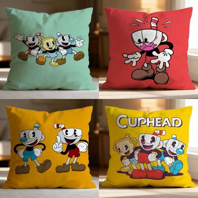 Popular C-CCuphead Cushion Cover Soft Washable Pillow Case Multi-Scene for Couch Bed Travel Office Use