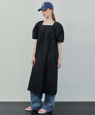 Ihr Front Pleated Puff Dress / Black