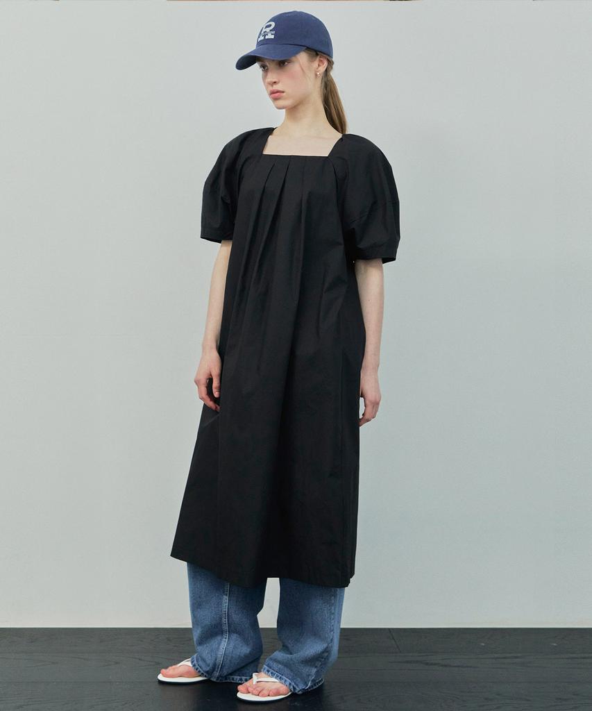 Ihr Front Pleated Puff Dress / Black