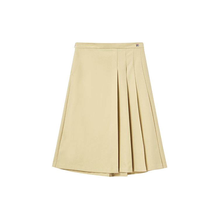 

FILA Solid Color Casual Pleated A-Line Skirt Women skirts Light-Beige F11W248309F-LK S