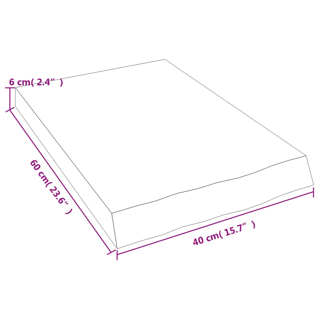 Vidaxl Blat Do Łazienki, 40X60X(2-6) Cm, Surowe, Lite Drewno