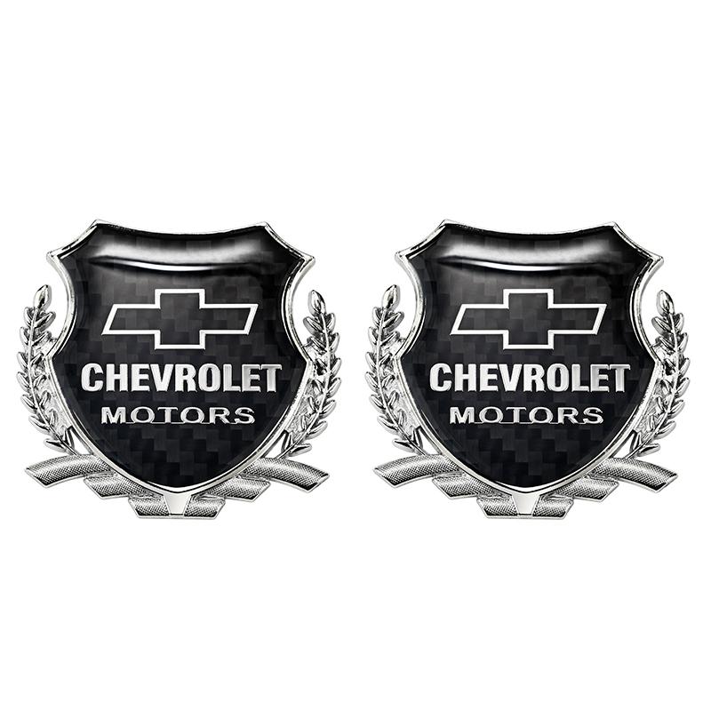 2 Stück Auto Logo Metallaufkleber Fenster Kofferraum Emblem Zubehör für Chevrolet Corvette Montana TrailBlazer Silverado Traverse Camaro