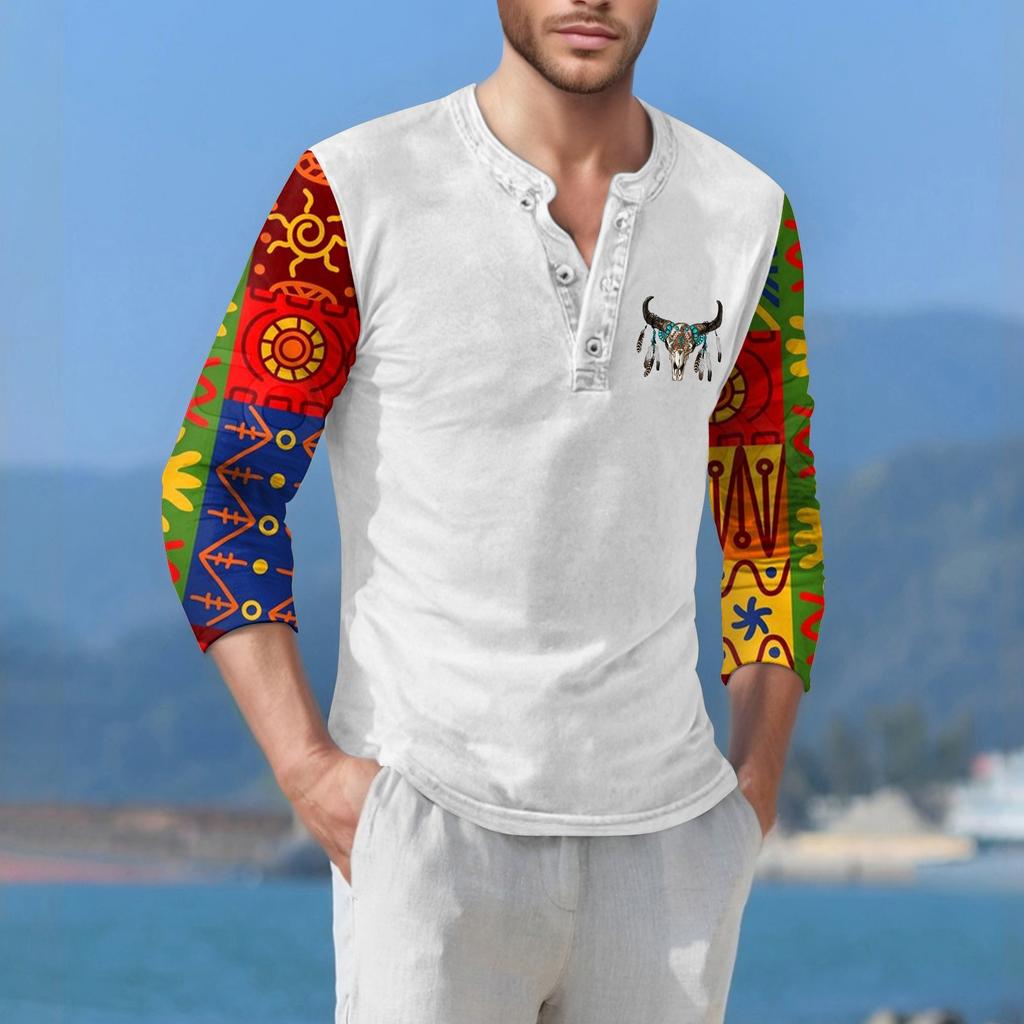 Herre T-skjorte Street Casual Mote Langermet Topp