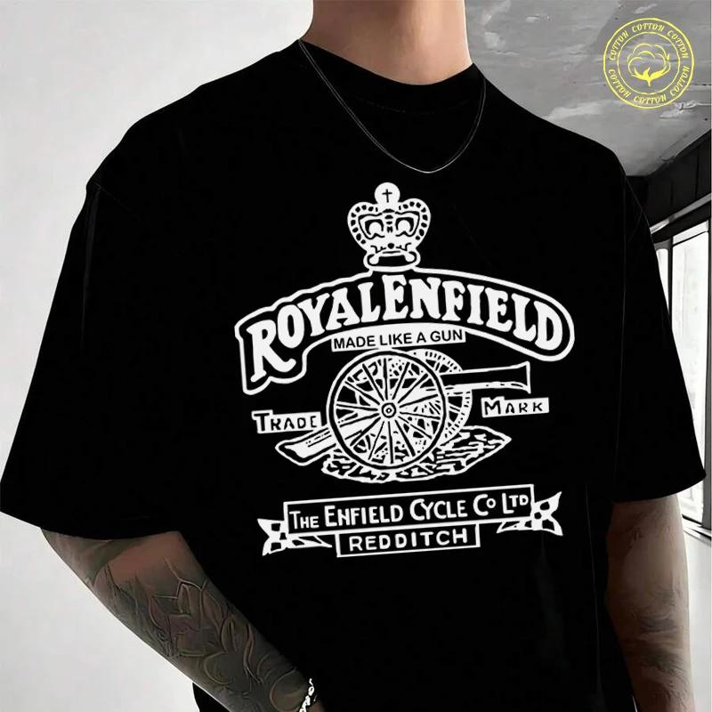 Vintage Klassische Royal Enfield Motorrad Gun Premium Biker T-Shirt Moto Herren Sommer T-Shirts Cas