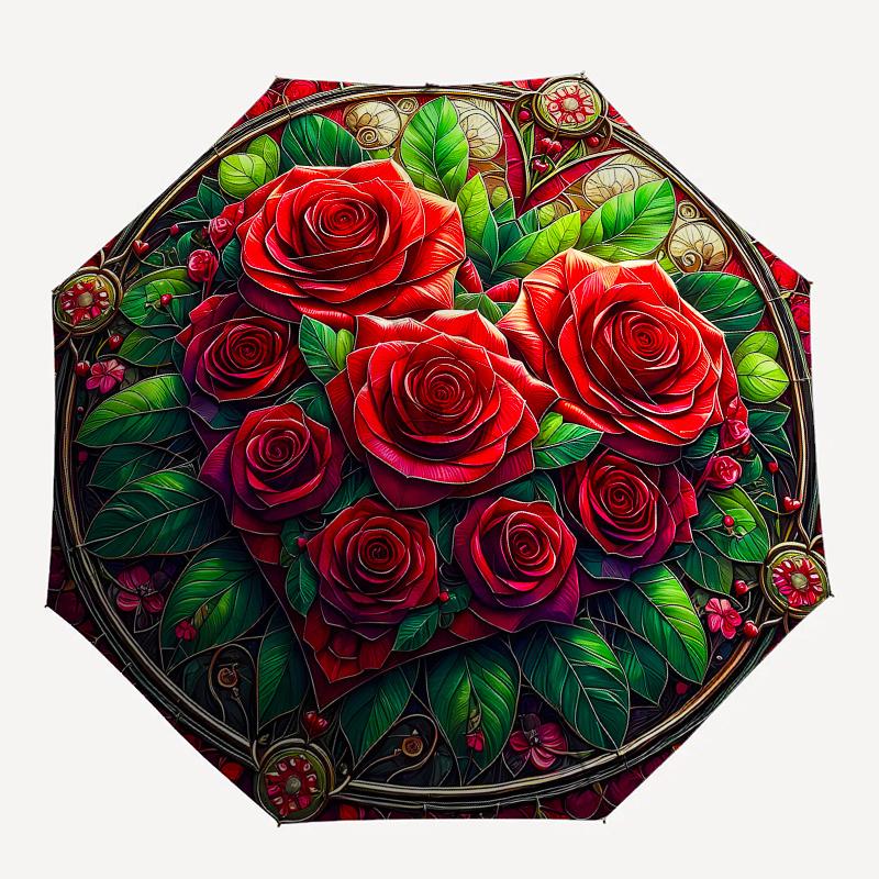Stunning Rose Mandala Stained Glass Wall Art Decor Umbrella, Christmas Gift Y82