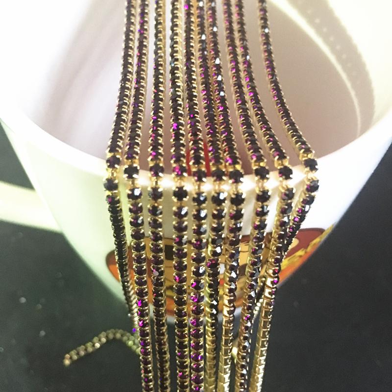 1-Row 1 yard SS6(2mm) Cystal Rhinestone Trim Close Cup Chain Claw DIY Jewelry Making