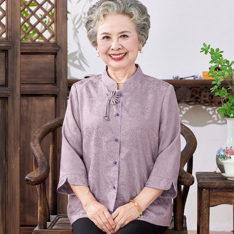 

Elderly Women s Spring Autumn Casual Shirt 4XL